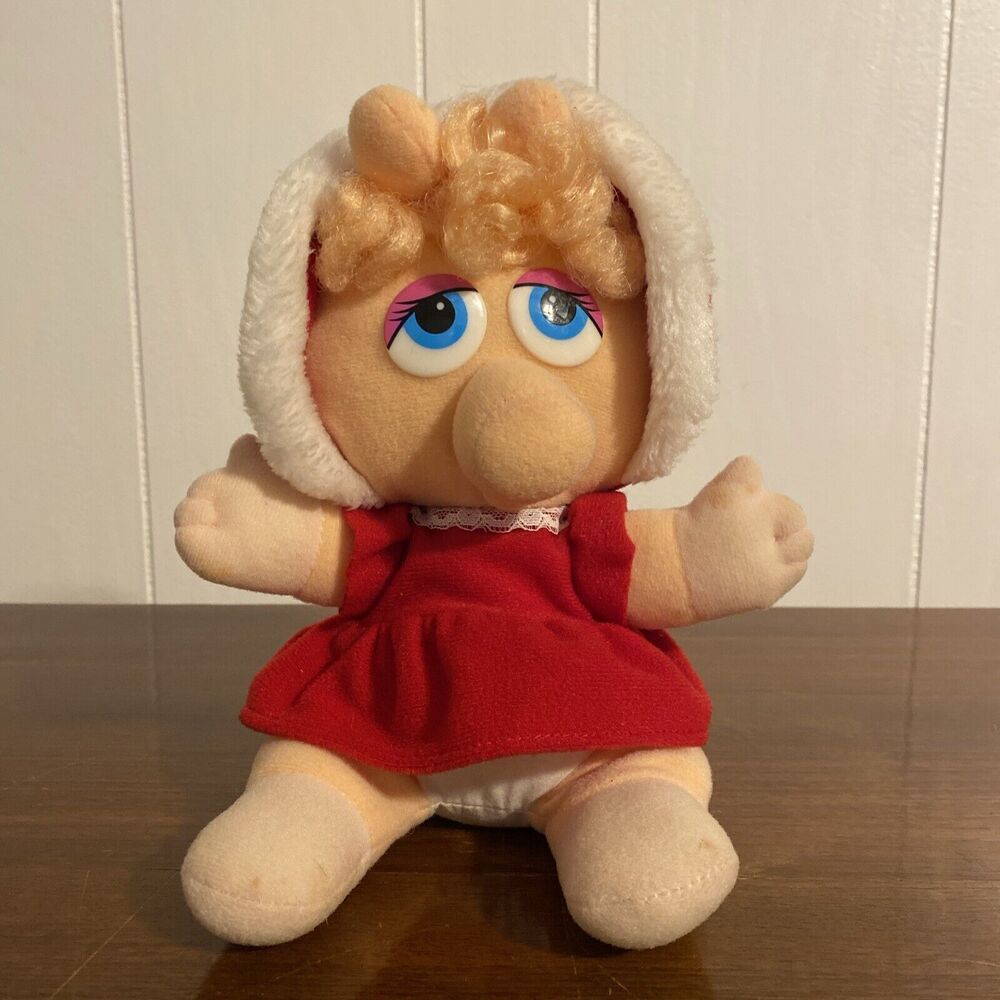 Vintage 1987 Jim Henson Muppet Babies 8" Christmas Plush Miss Piggy Stuffed